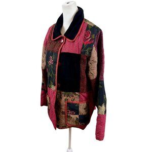 Himalaya Patchwork Floral Tapestry Jacket – Multi-Color Boho Vintage Style